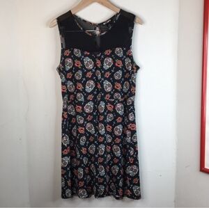 Hot Topic Sheer Top Panel Skull Rose Design Mini Dress Size XL--#59